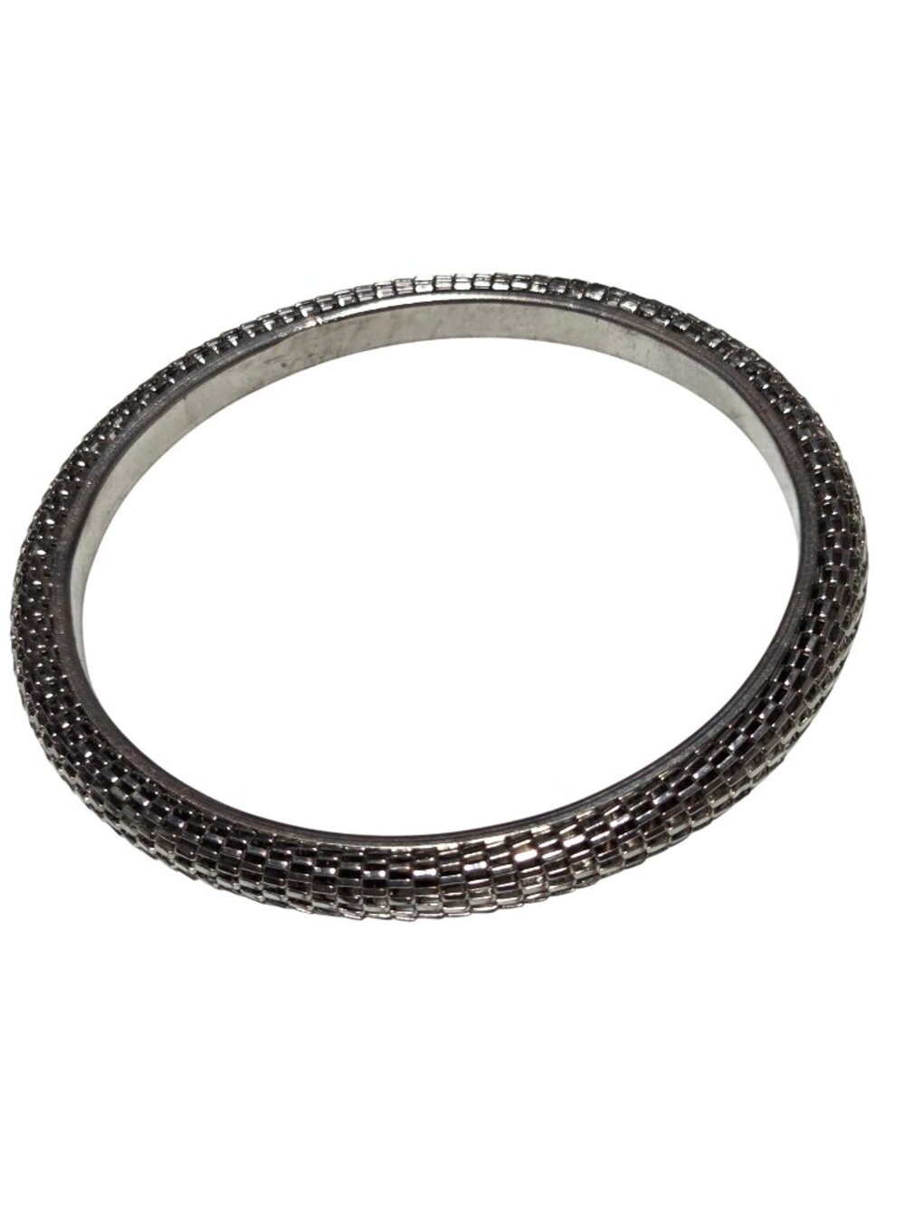 Retro Textured Metal Bangle Bracelet Silver Tone Classic Simple Fashion Jewelry